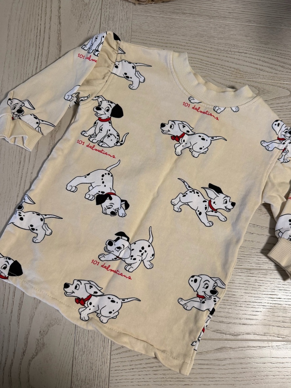 101 Dalmatians Cream Toddler Dress with Puppy Print H&M
